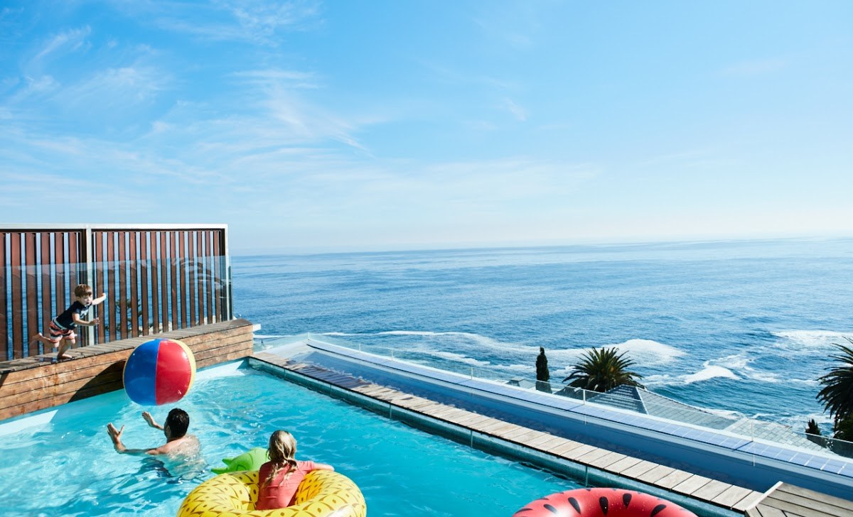 Kids swimming in he private pool at the exclusive-use Villa, Ellerman House