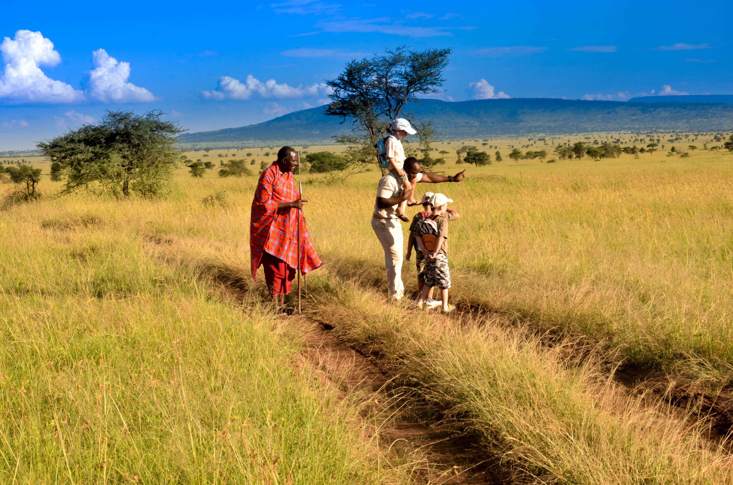 Niños disfrutando de un safari en África