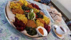 Comida vegetariana en Timbuktu Cafe, uno de los restaurantes en Ciudad del Cabo