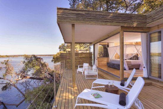 Victoria Falls Island Lodge is a 5-star hideout on the banks of the Zambezi River