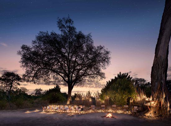 Dinner under the stars at Linyanti Bush Camp