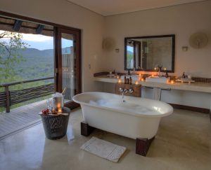 A relaxing bubble bath at Phinda Mountain Lodge luxury African safari