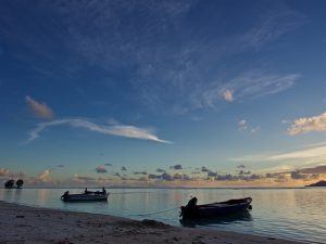 Boats in a Seychelles bay