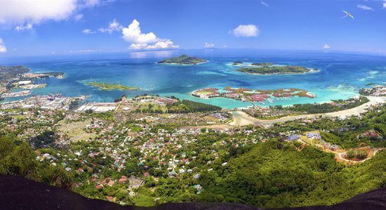 Vista panorâmica da costa de Mahe, Seicheles