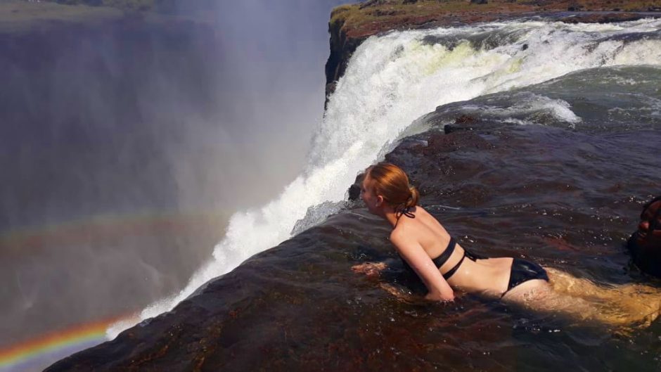 Woman swimming in Devil's Pool