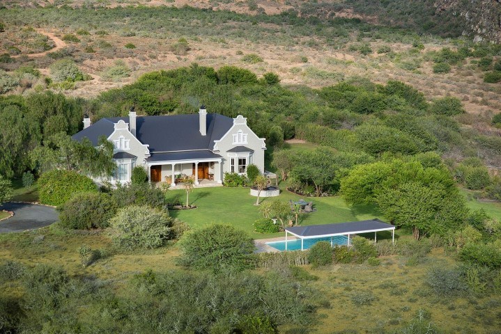 Die Villa Uplands Homestead im Kwandwe Private Game Reserve aus der Luft