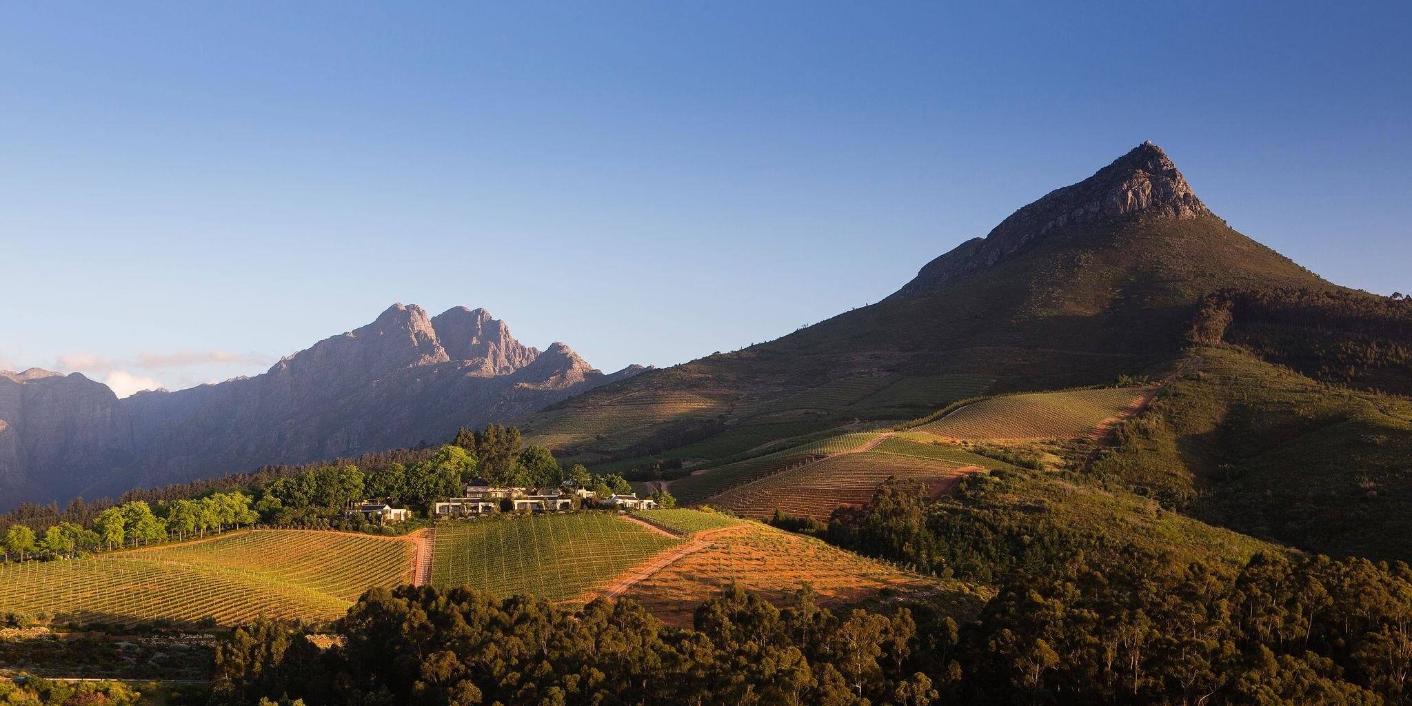 View over the Stellenbosch Winelands at Delaire Graff