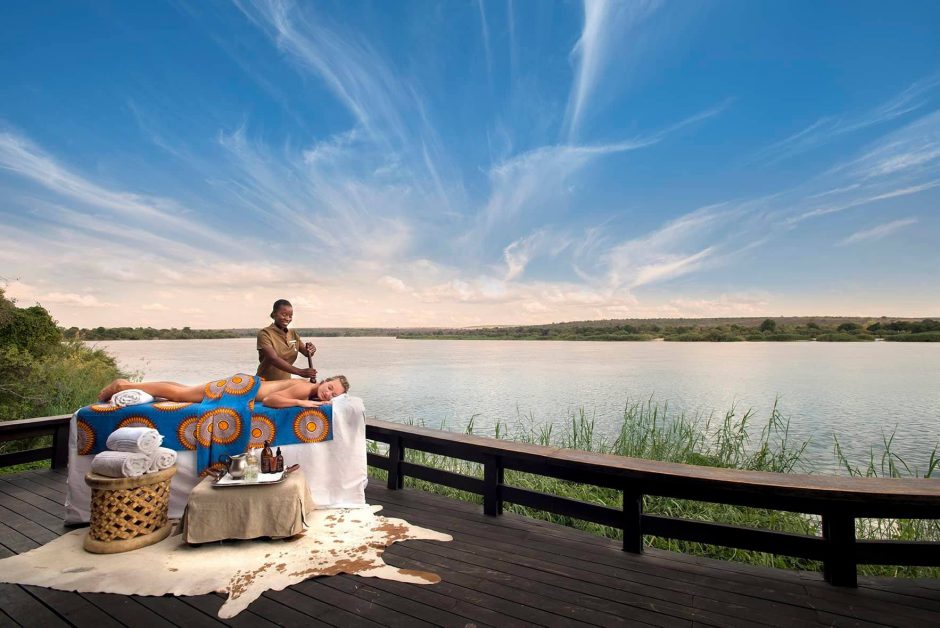 Romantic Places: Outdoor massage next to river at Royal Chundu River Lodge