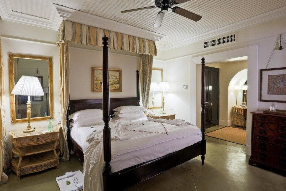 Luxury bedroom at the Royal Livingstone