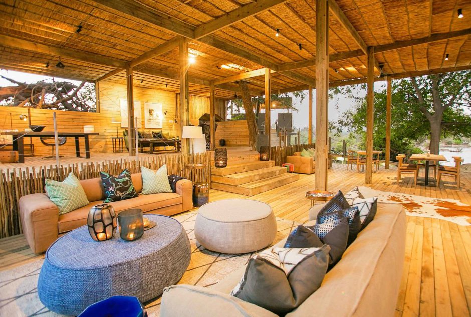 Romantic Places: Lounge area at Victoria Falls Island Lodge