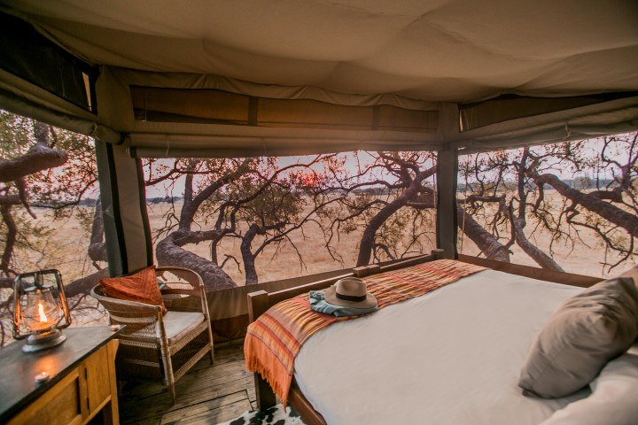 Ausblick vom Baumhaus Dove's Nest der Safari-Lodge The Hide im Hwange Nationalpark