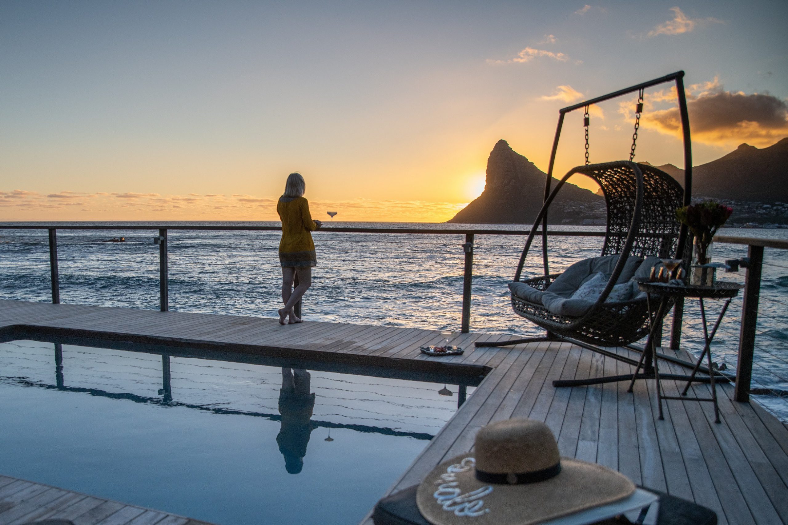 Sunset at the pool at Tintswalo Atlantic in Hout Bay