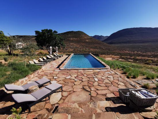 The inviting swimming pool at Cederberg ridge Wilderness Lodge