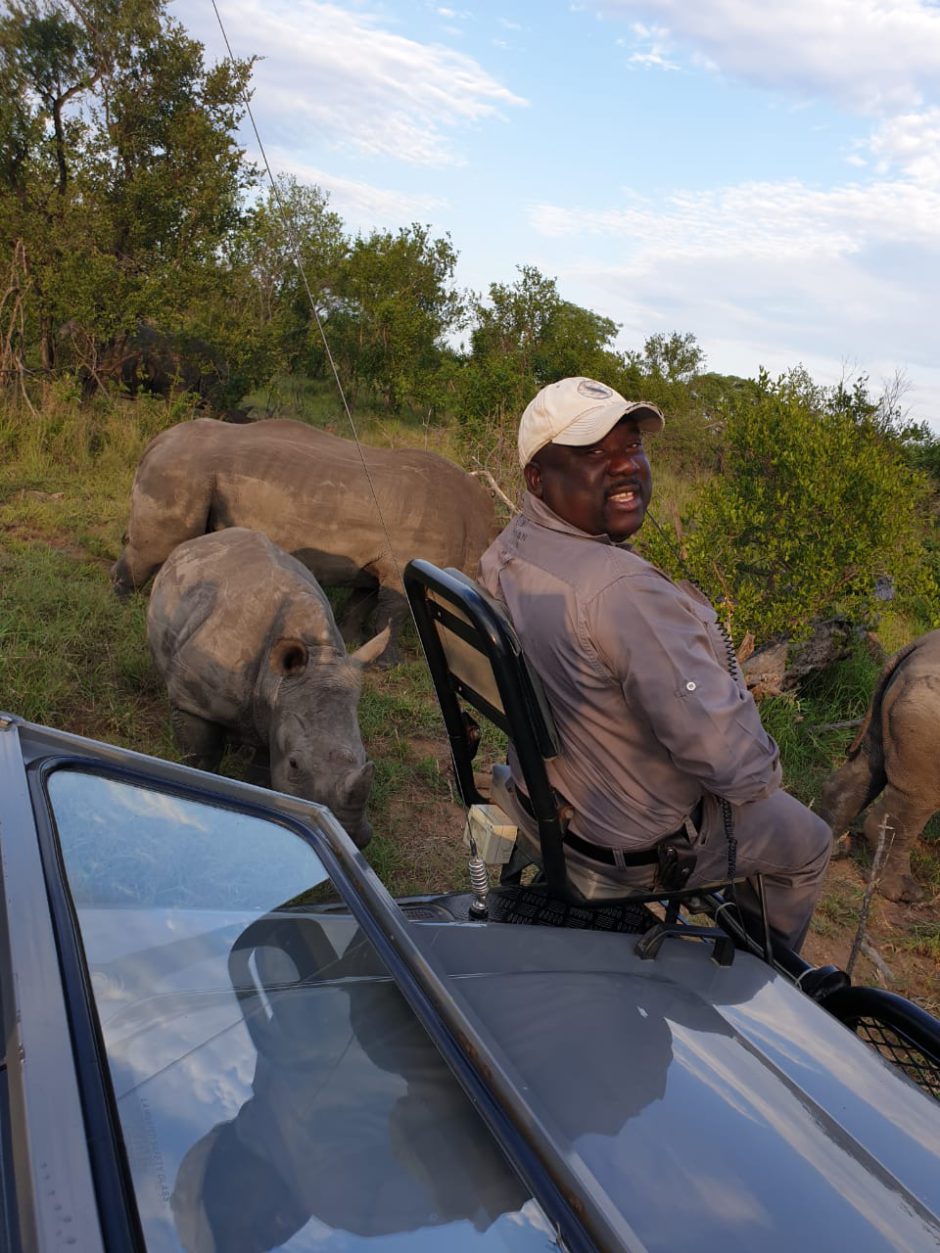 James getting friendly with our rhinos