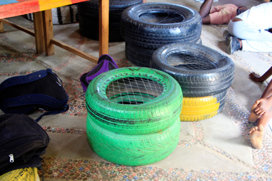 Recycled seating at Nourish Library 