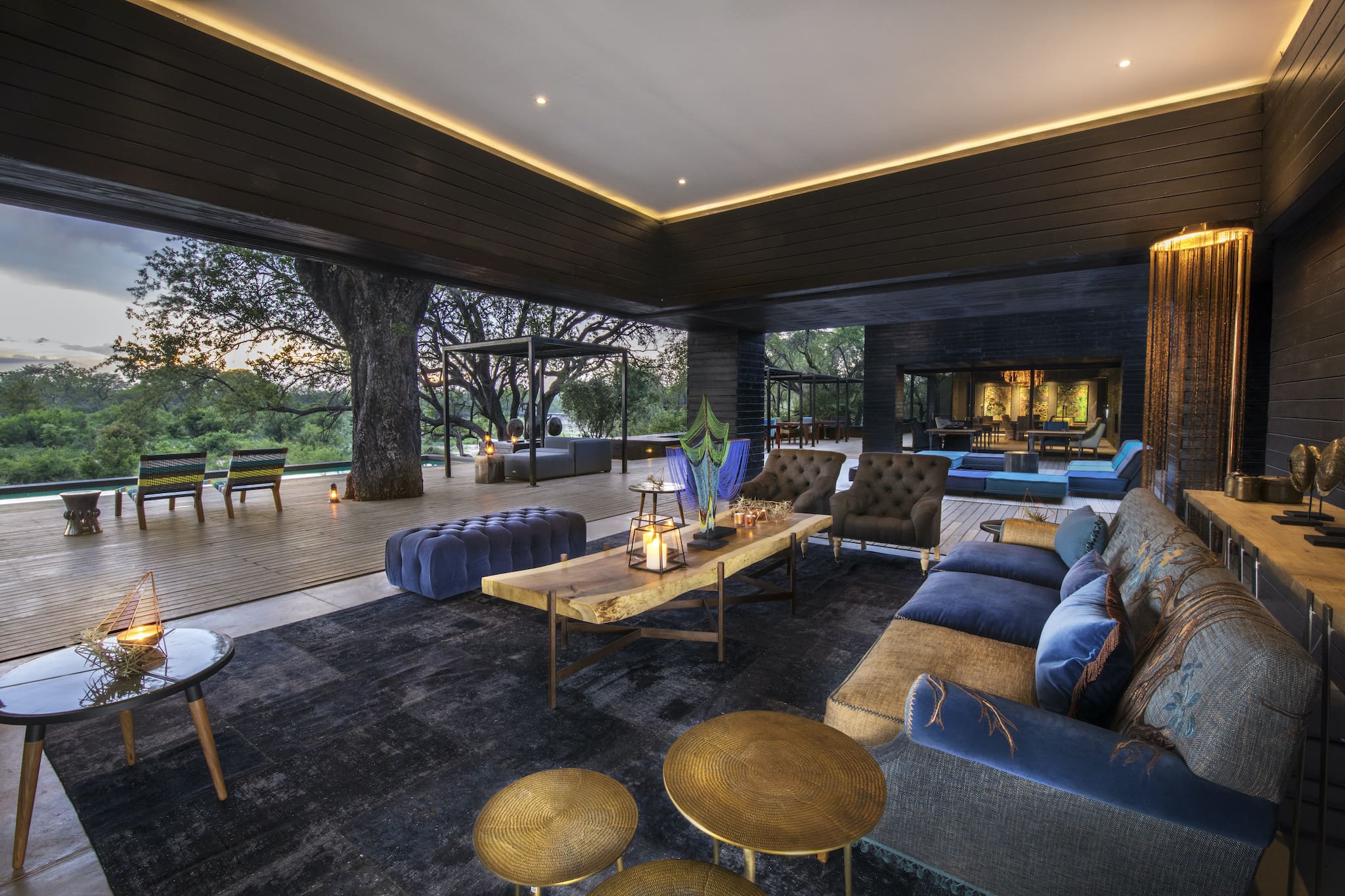 Interiors of main lounge area at Silvan Safari