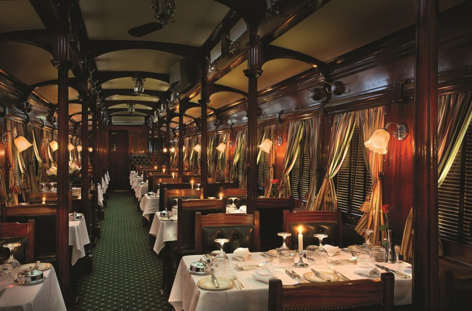 Dinner service at Rovos Rail 