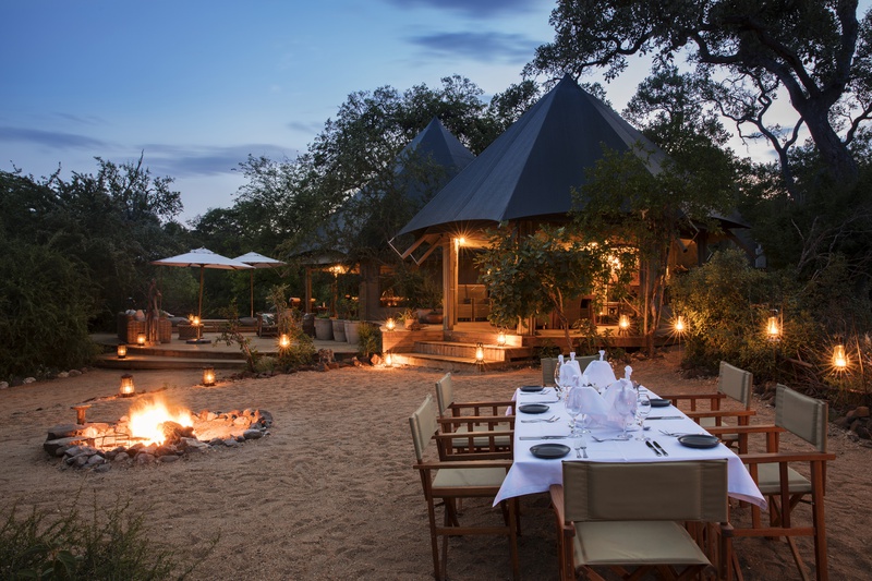 Romantic ambiance around the fire at Safari Trails Camp