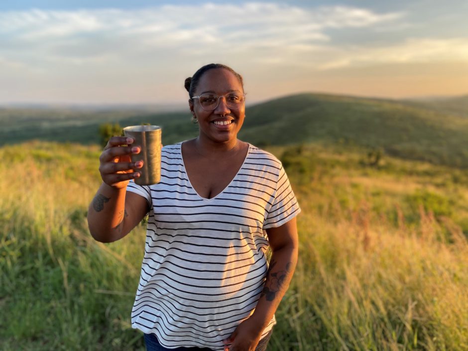 Cayleigh enjoying her sundowner in Hluhluwe