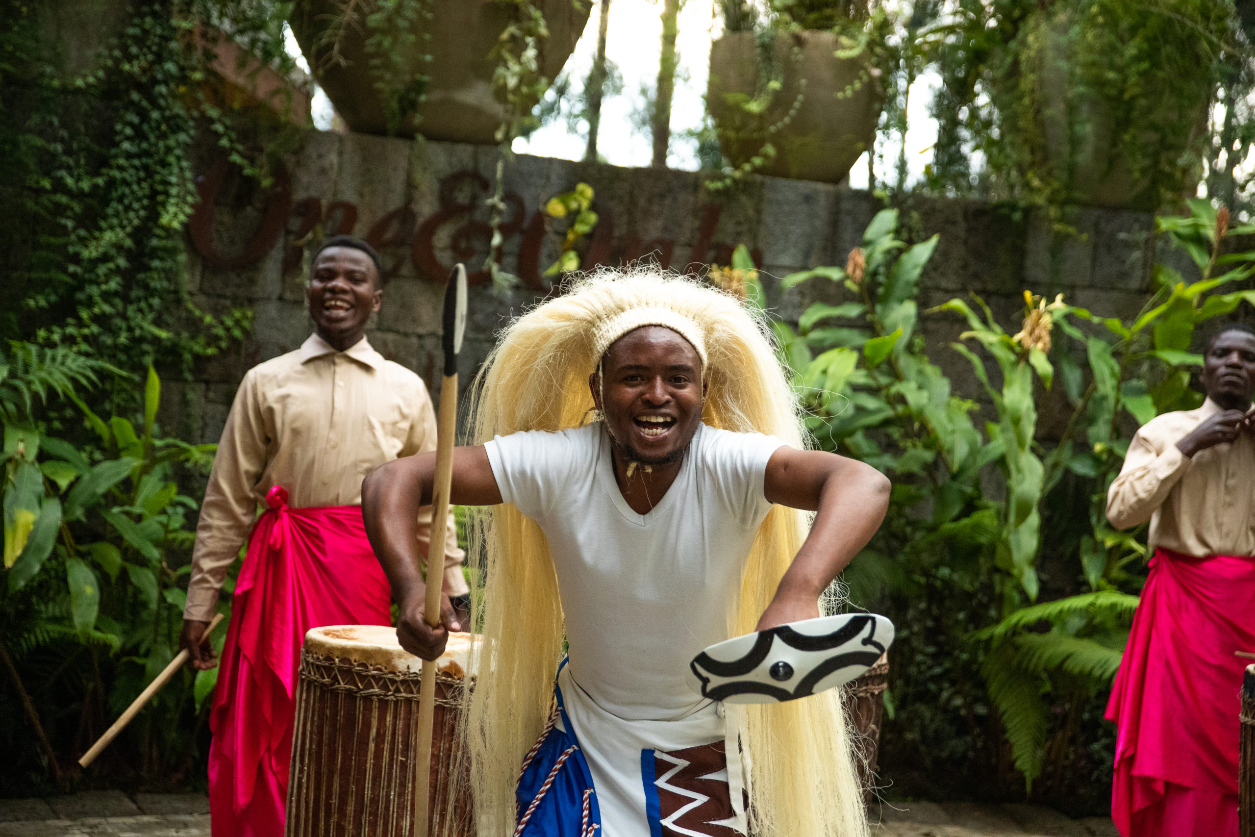 People dancing in traditional costumes in Rwanda