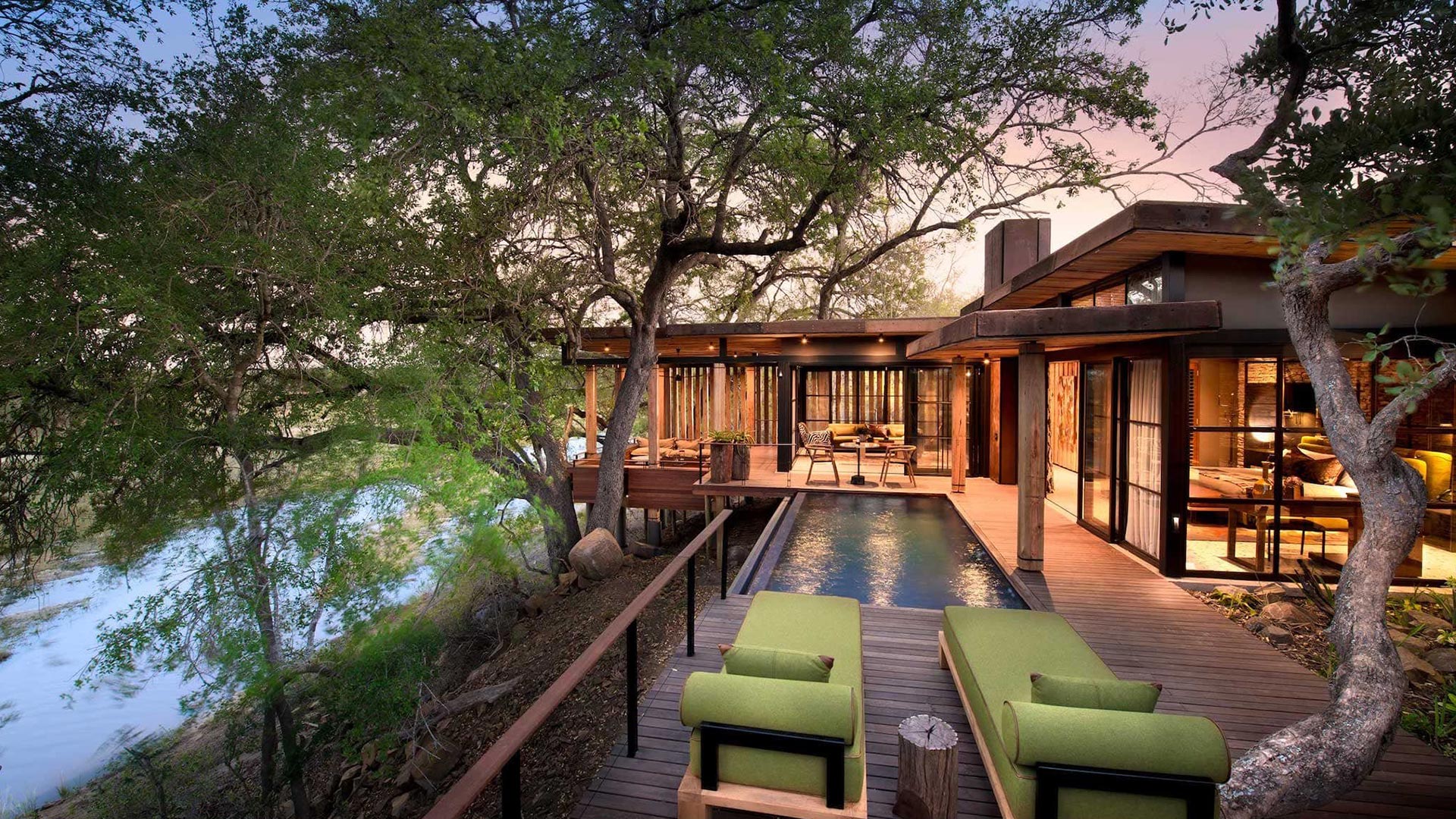 Private deck and plunge pool at andBeyond Tengile River Lodge