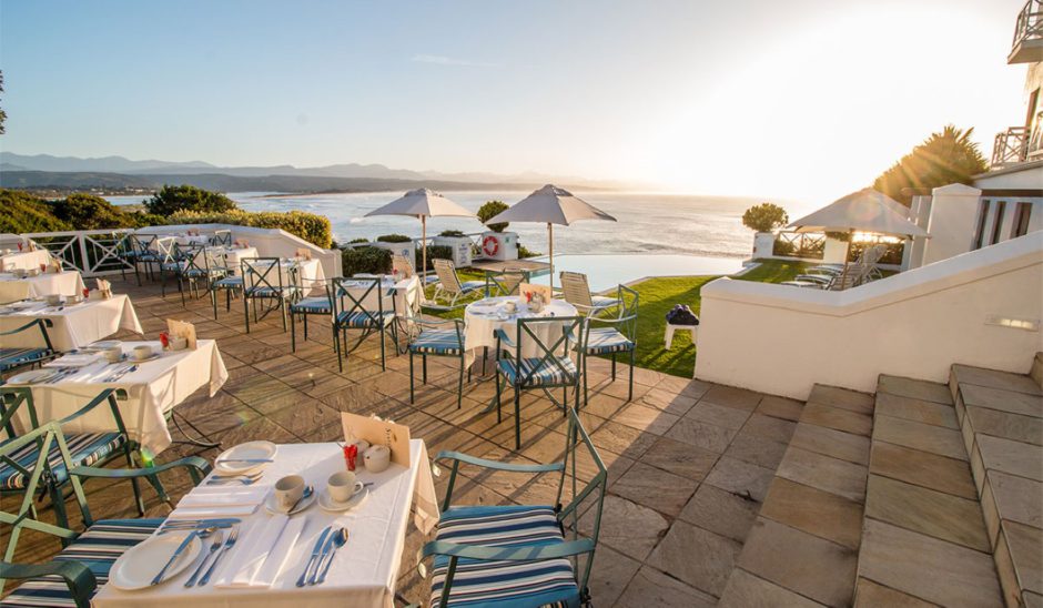 The outside terrace is perfect to bask in the sun during breakfast at The Plettenberg Bay Hotel