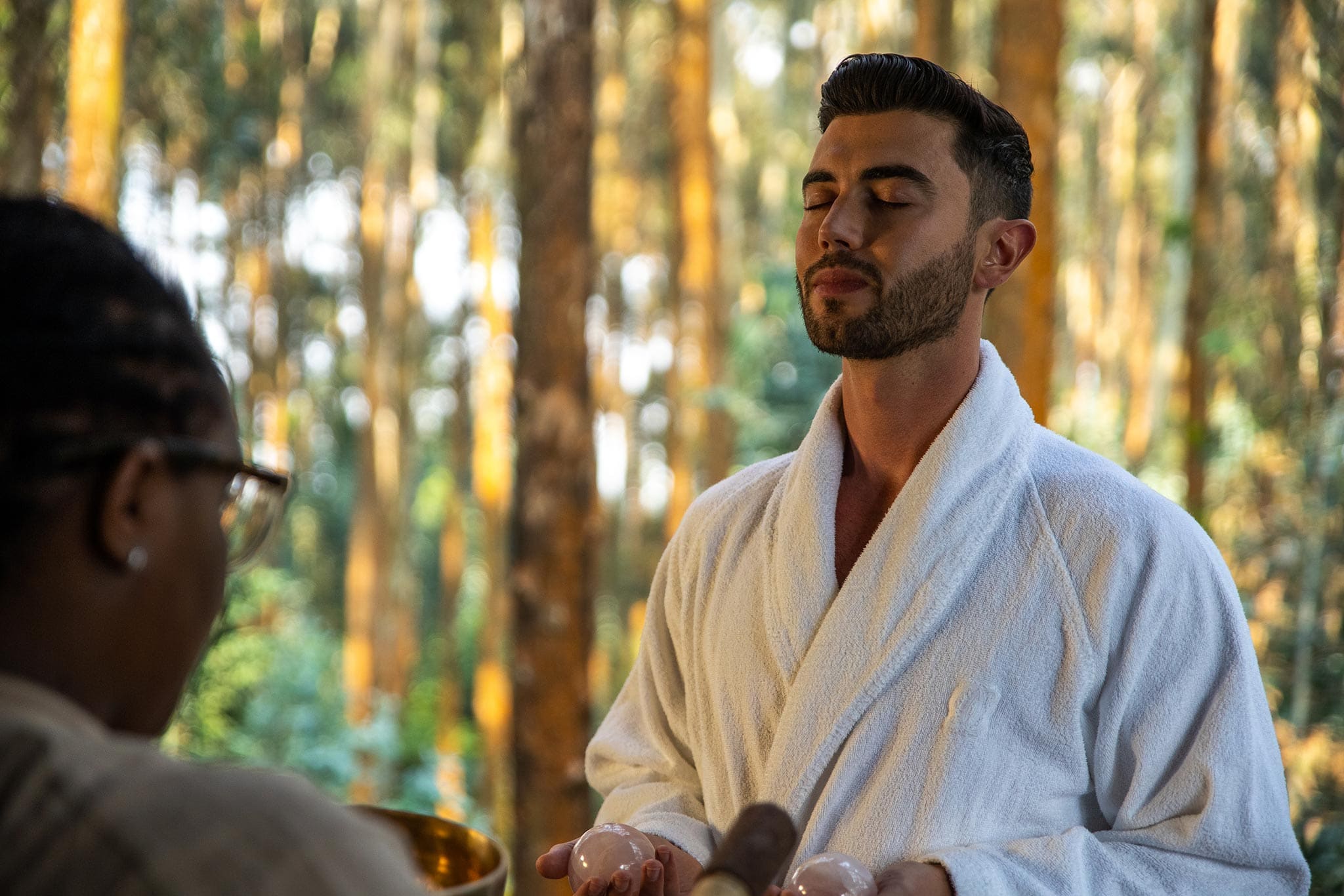 Man at Gorilla's Nest spa in Rwanda