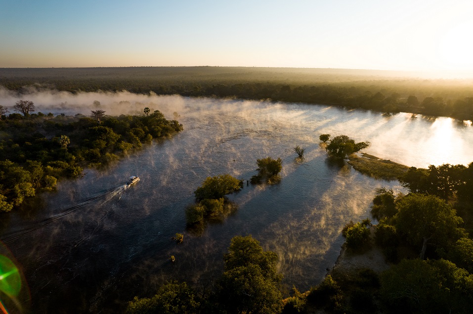 Aerial view of the Zambezi River, Victoria Falls