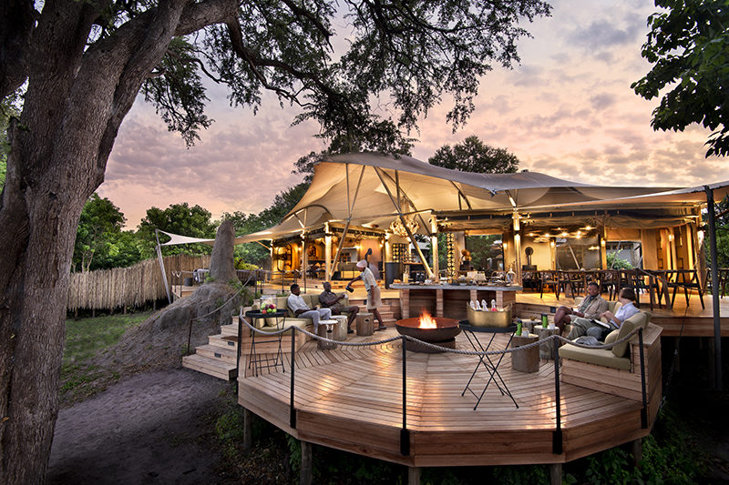 Khwai Leadwood exterior view in the evening - one of the most popular luxury safari lodges in Botswana