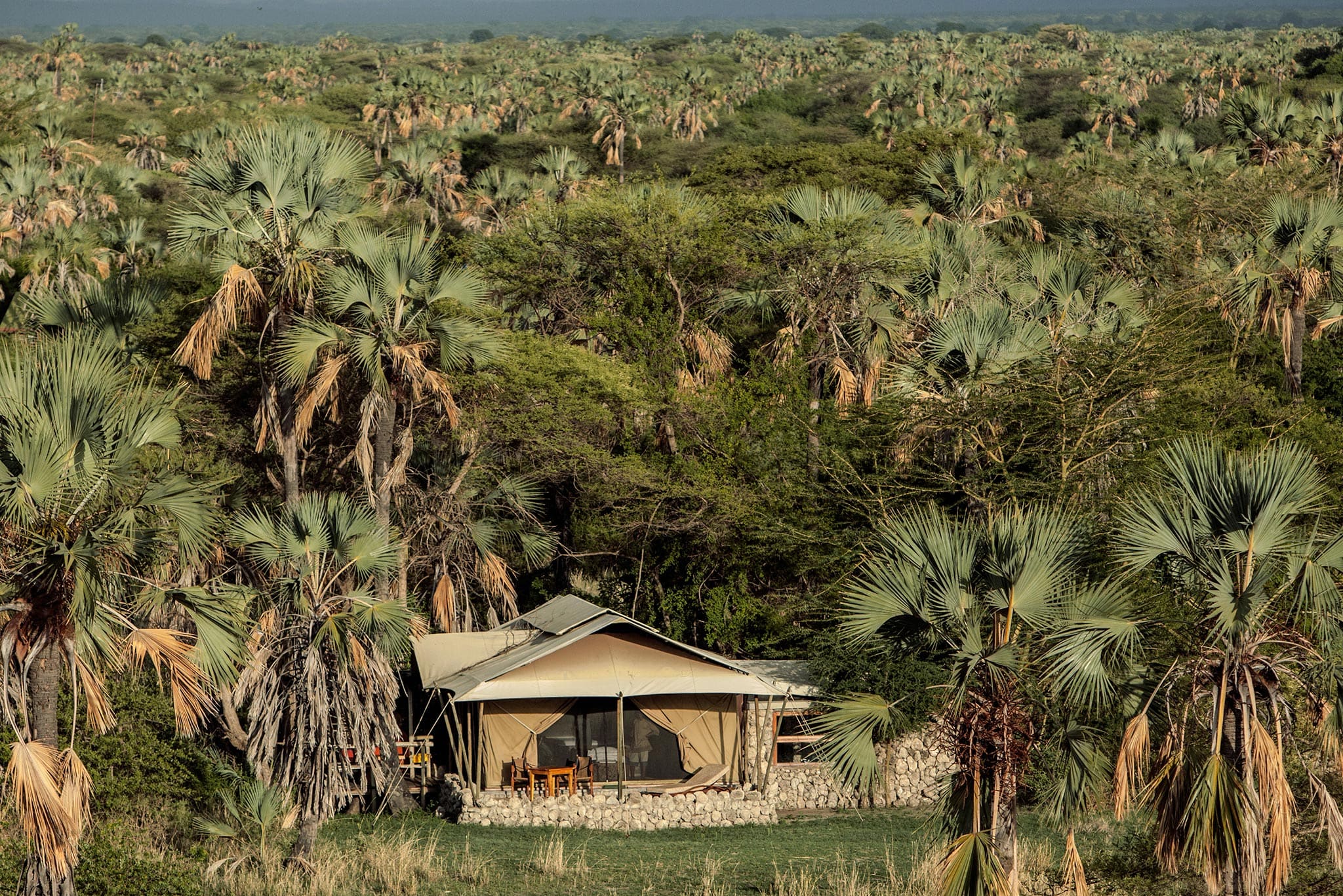 Aerial view of Chem Chem - one of Tanzania's luxury safari lodges