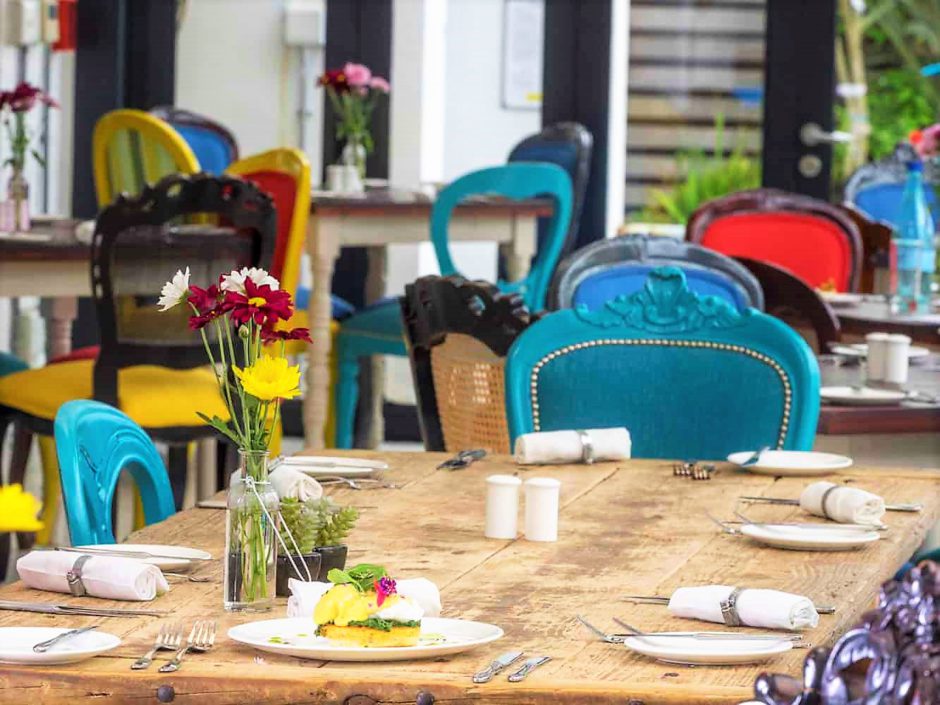 Colourful dining experience on the terrace