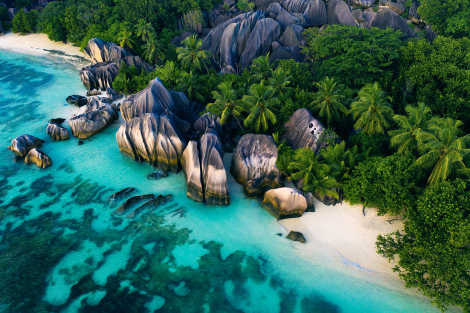 A famosa praia de Anse d'Argent em La Digue, Seychelles