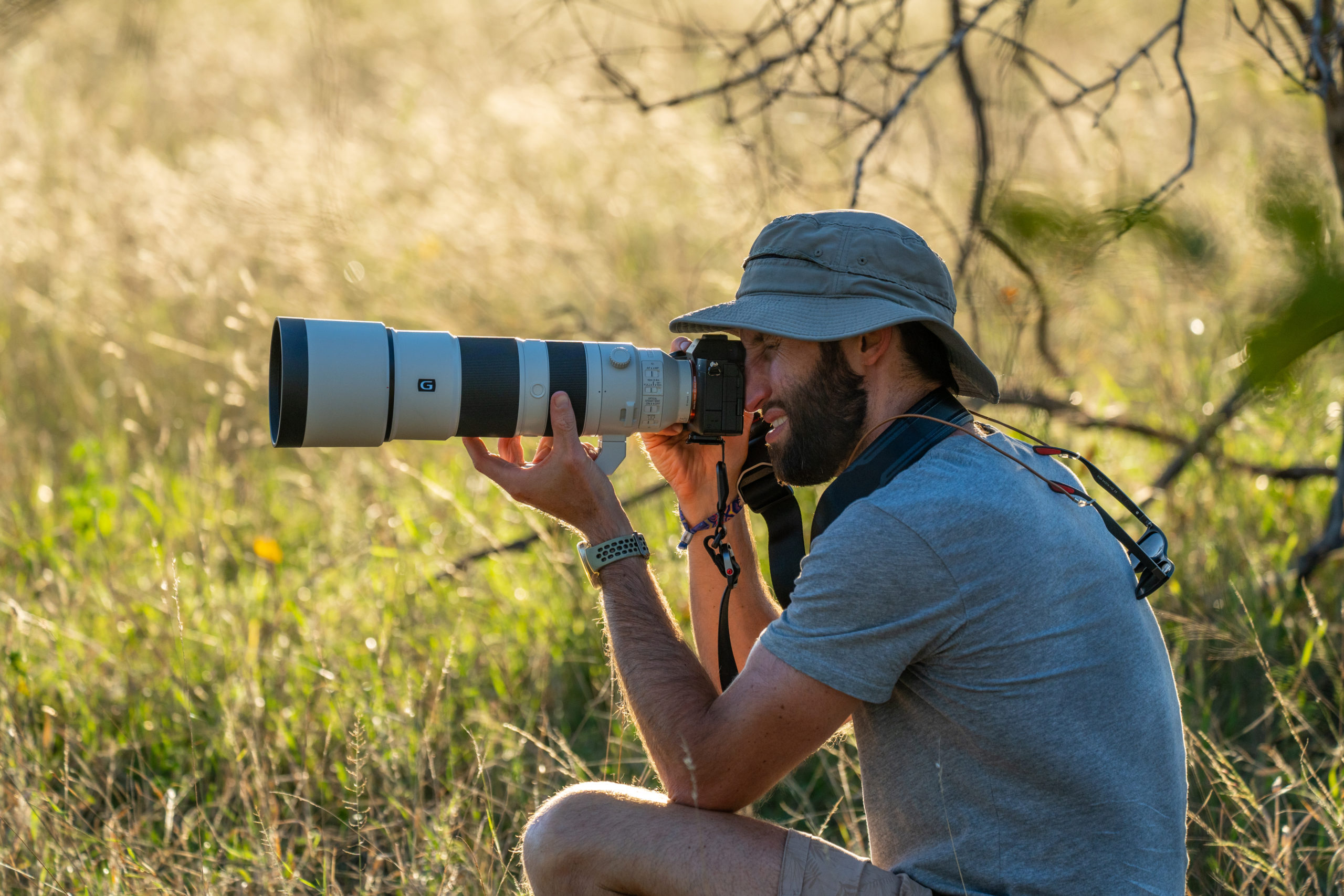 Man photographer on safari in Africa