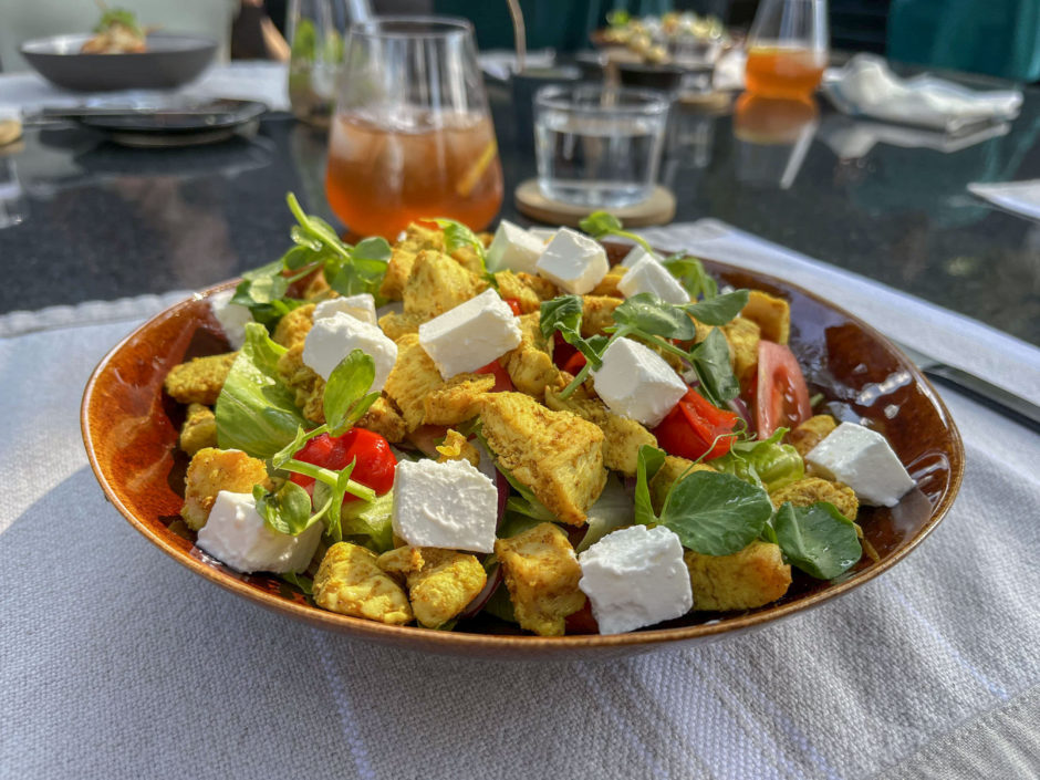 A delectable chicken and pepperdew salad as a light lunch