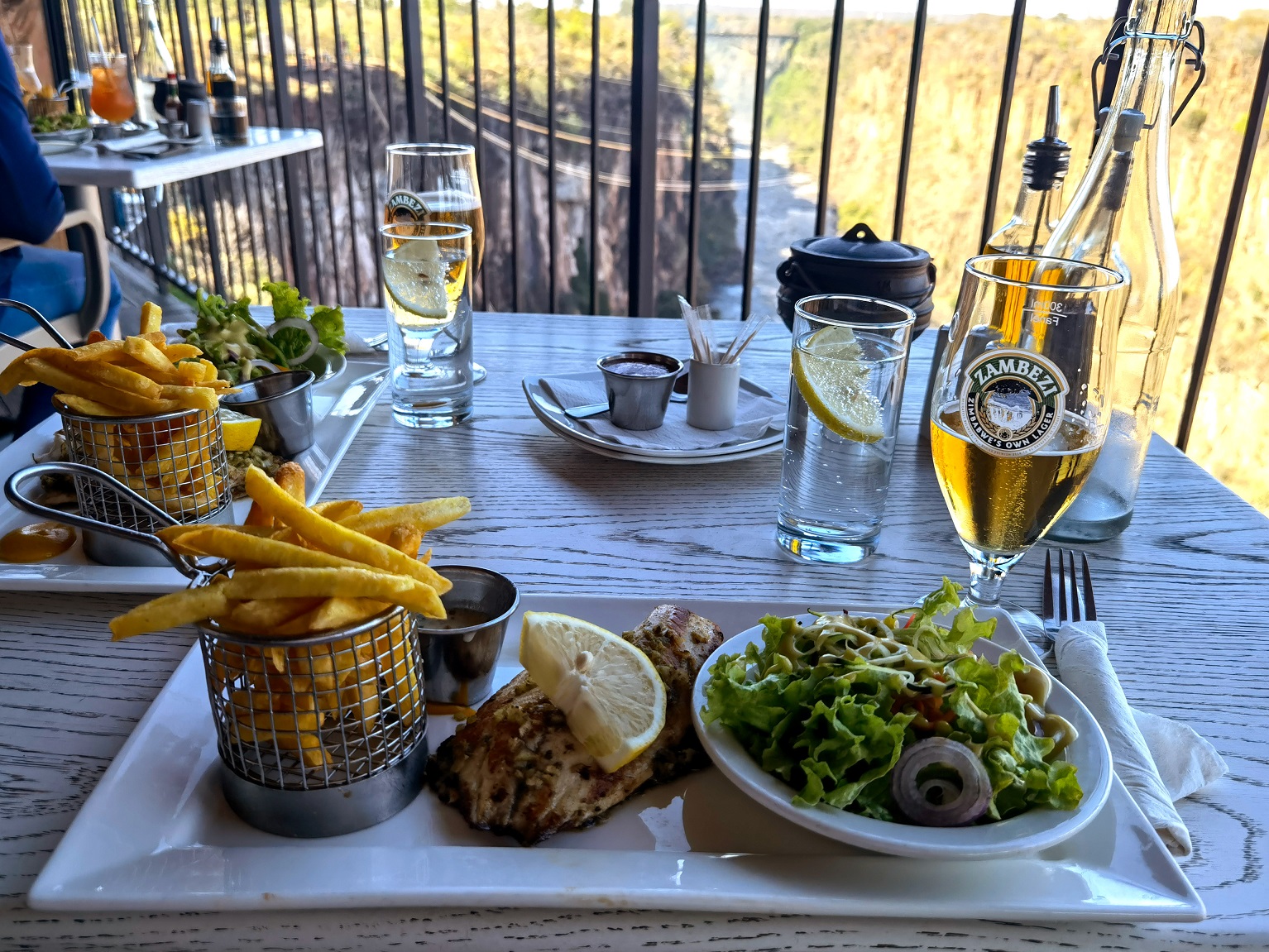 Zambezi Lager and Bream lunch at The Lookout Cafe