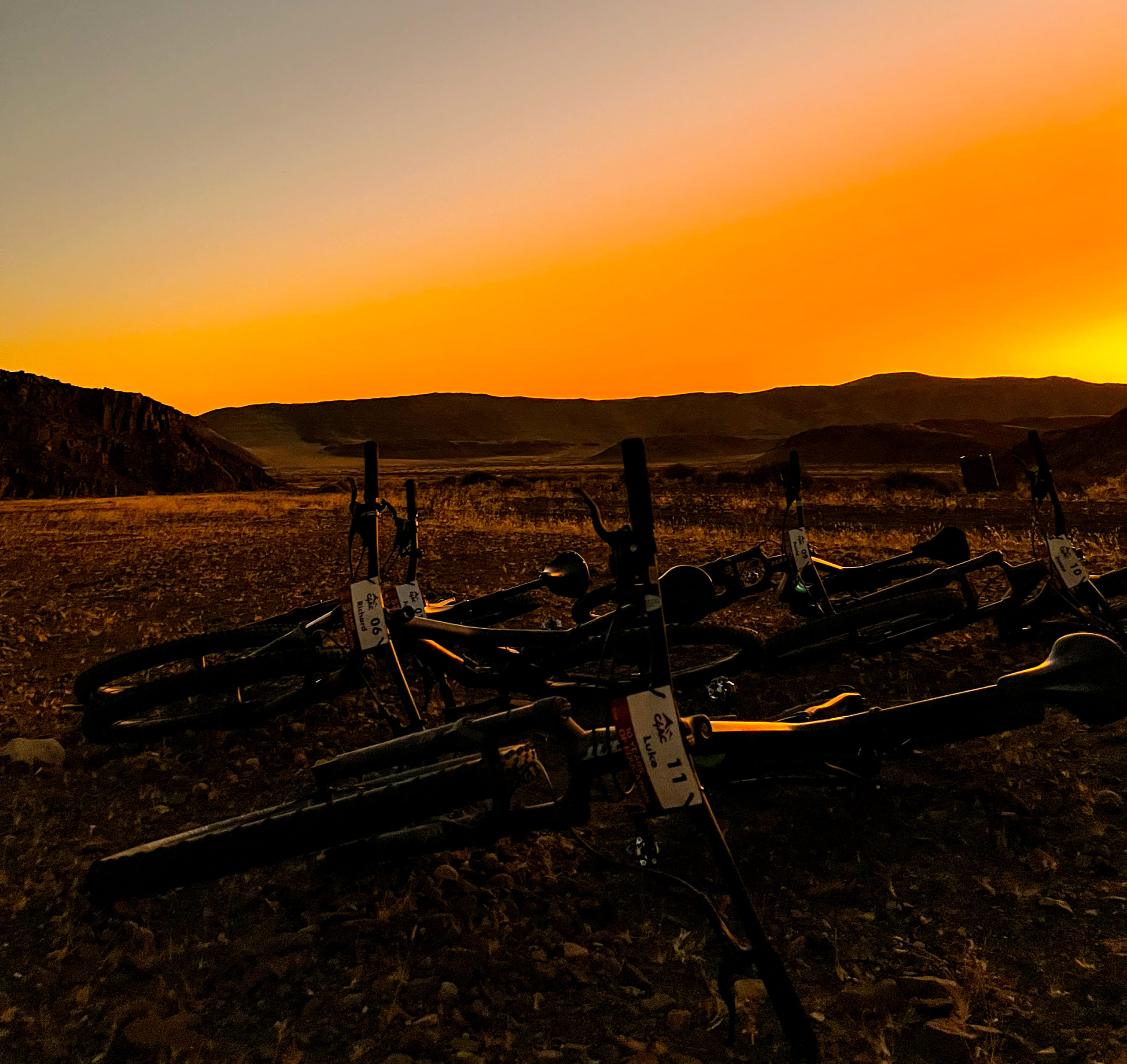 The sun sets on Damaraland during Challenge4ACause 2022