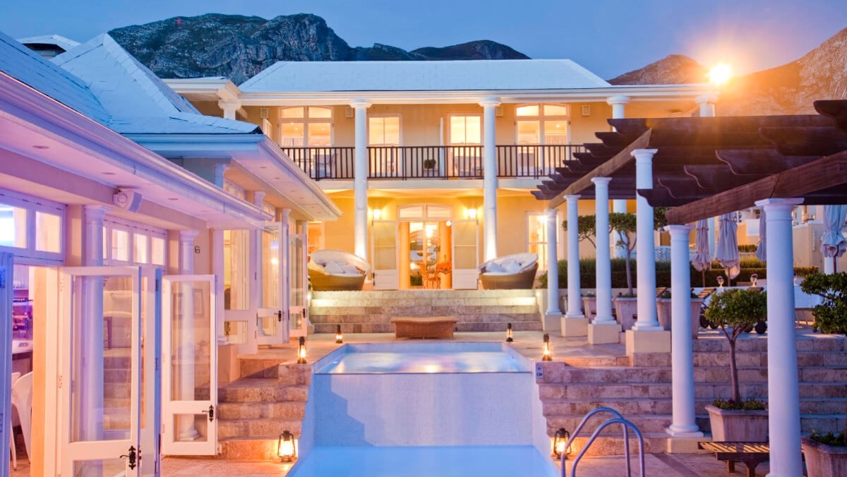 Birkenhead House's stately courtyard with pool