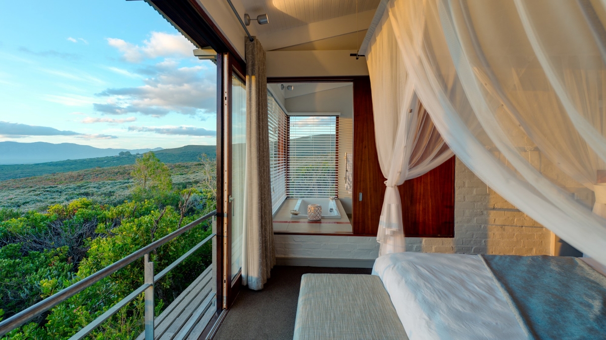 Spacious suites with fynbos and distant sea views