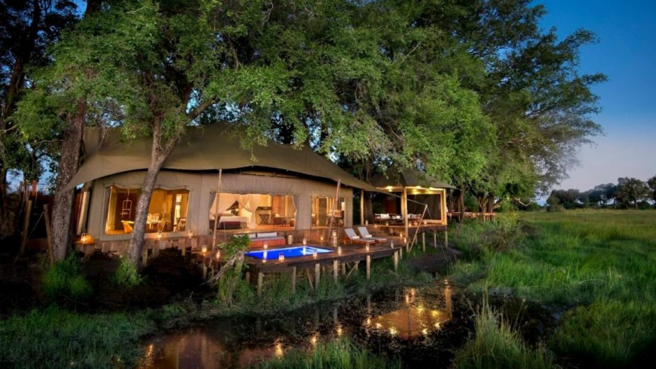 Tentes de toile au Duba Plains Camp, dans le delta de l’Okavango