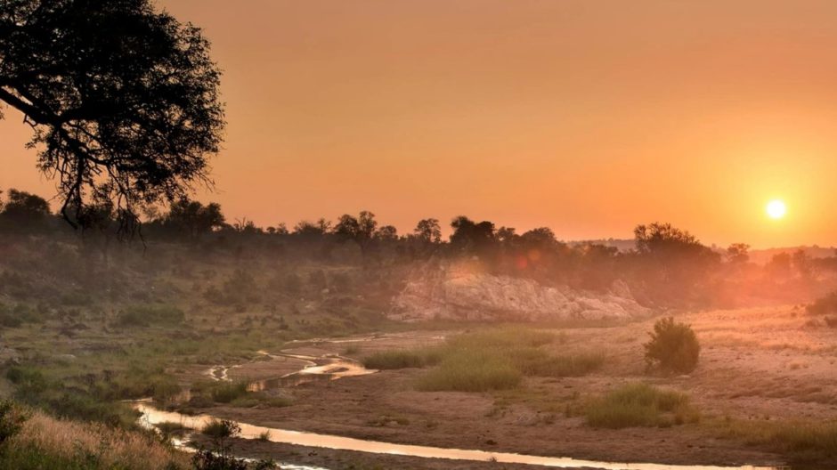 El paisaje del Parque Nacional Kruger al atardecer