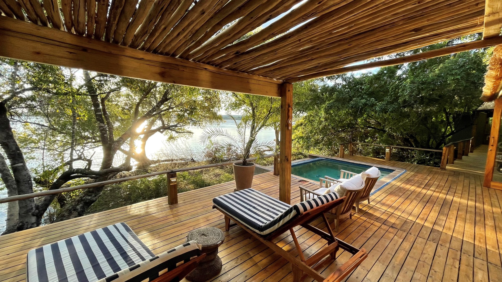 Outdoor area with door at Tongabezi Lodge in Zambia