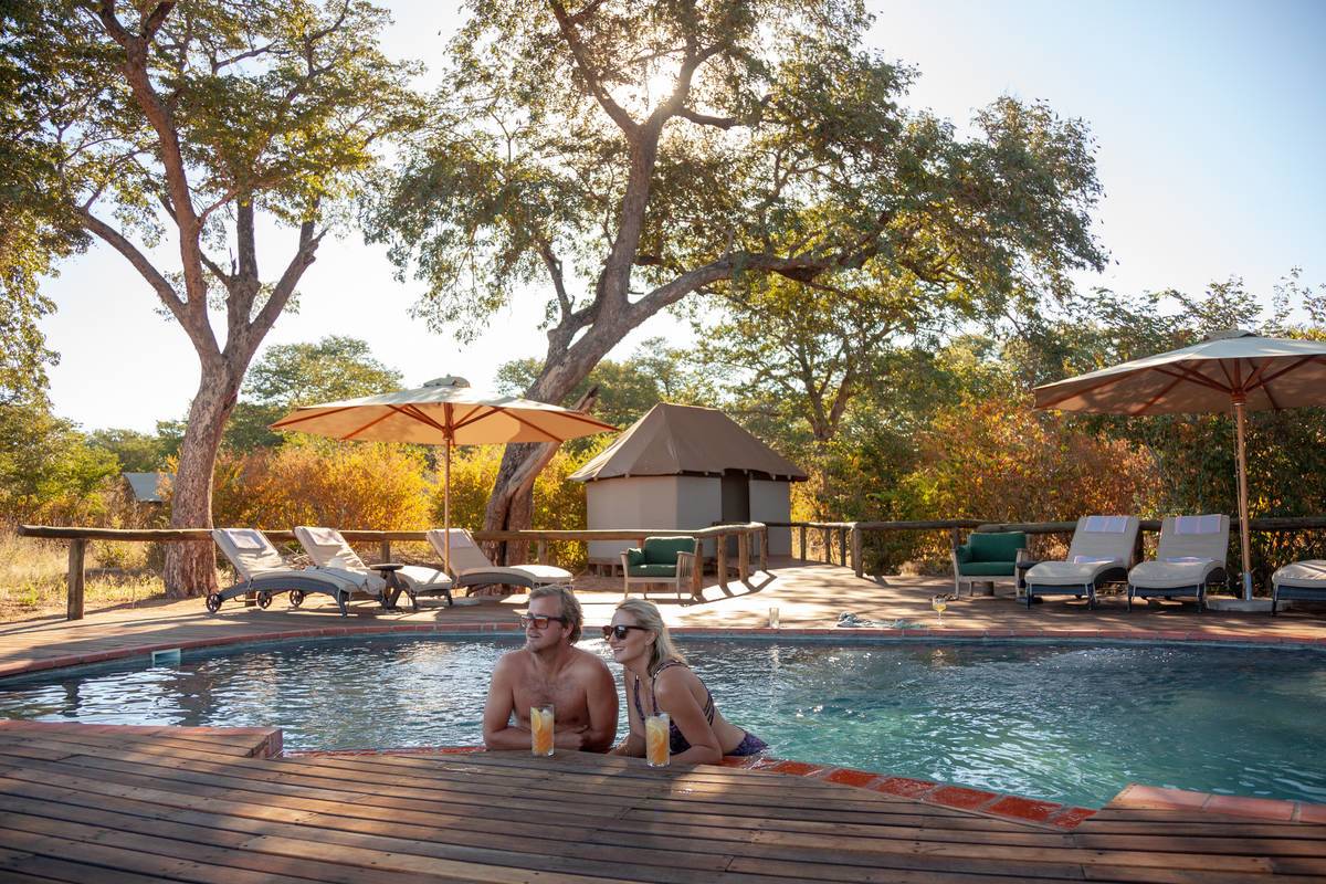 couple in pool at Verney's Camp