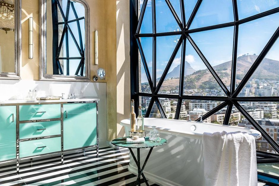 Views of Cape town from the beautiful bathrooms at The Silo