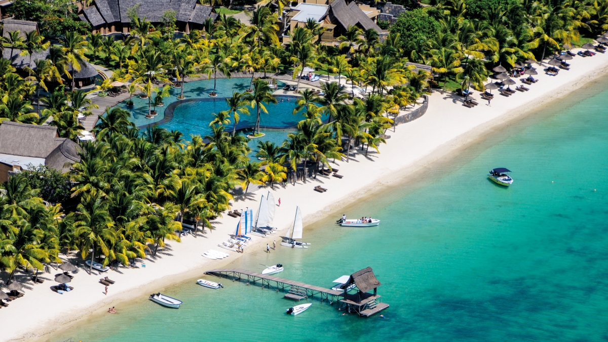 Aerial view of resort and beach