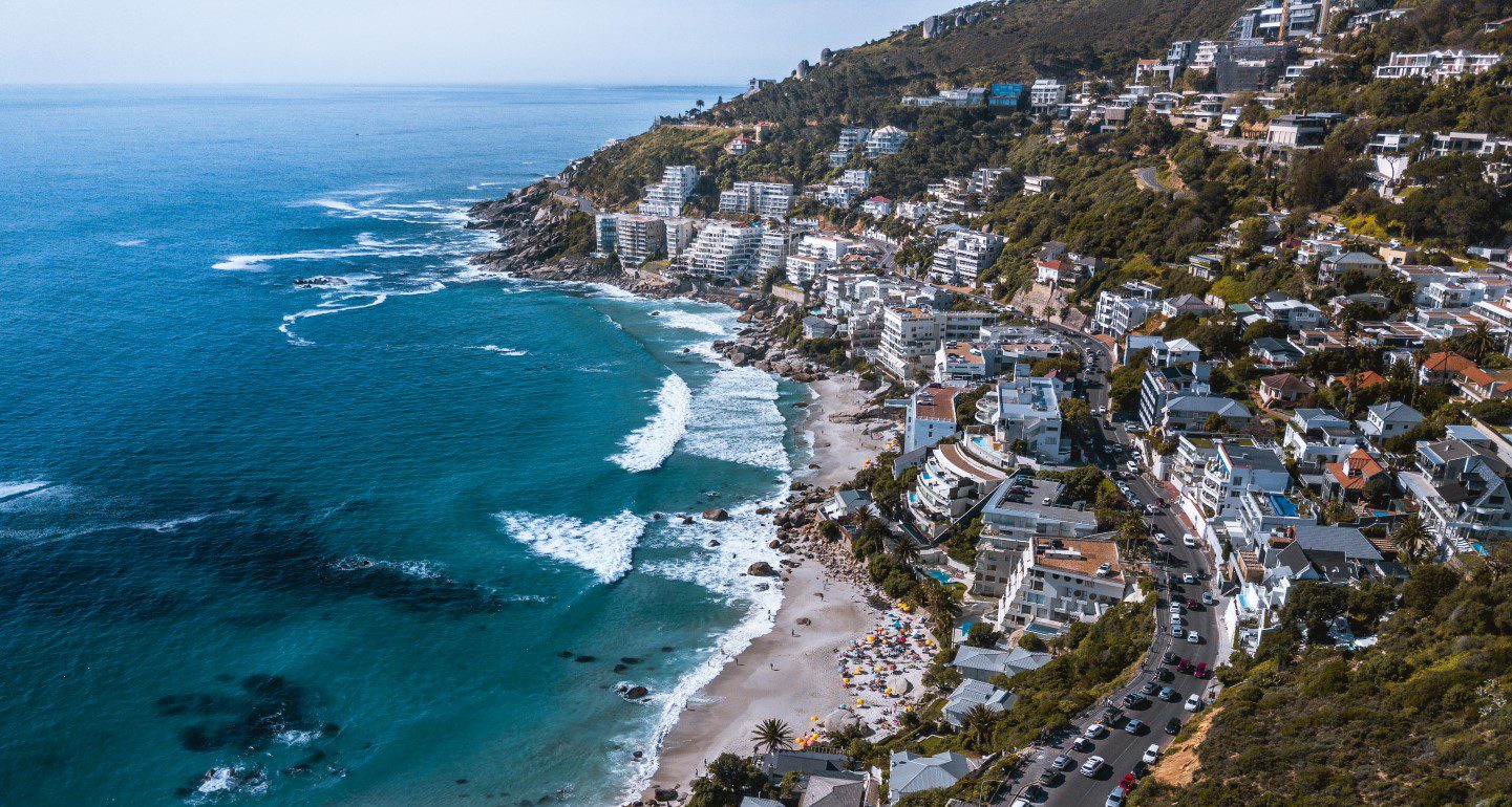 Aerial view of our beautiful Clifton beaches and coastal road in Cape Town