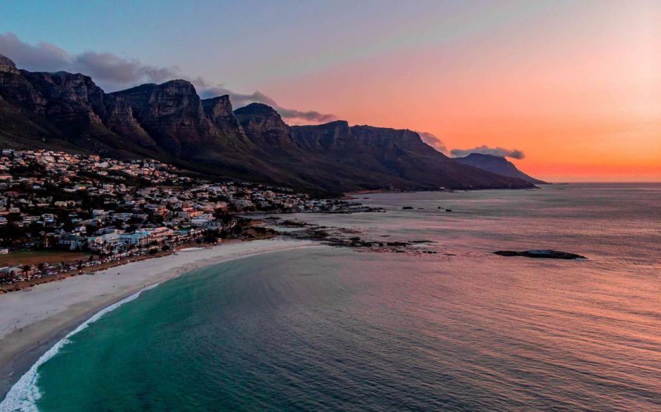 Scenic sunset from the Clifton beaches in Cape Town