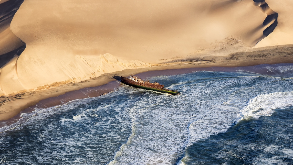 Flying over the Skeleton Coast