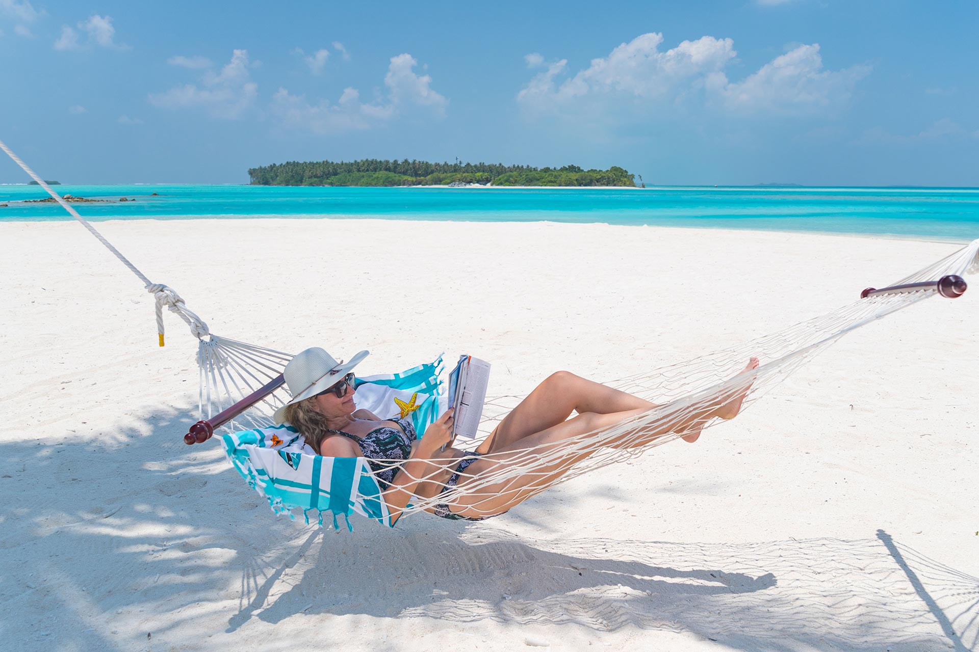 Relaxing in a hammock