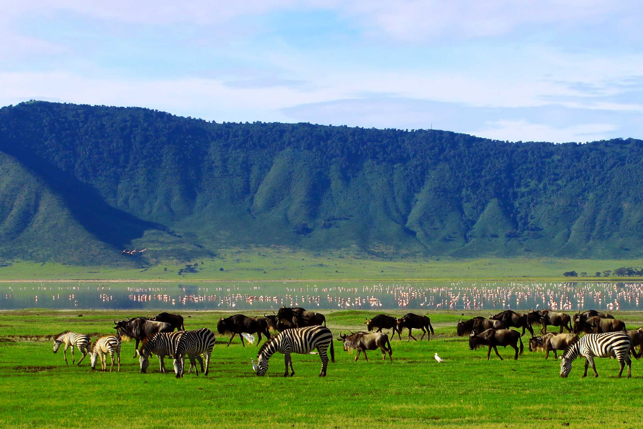 Wide open landscapes of the Ngorongoro Crater, Tanzania