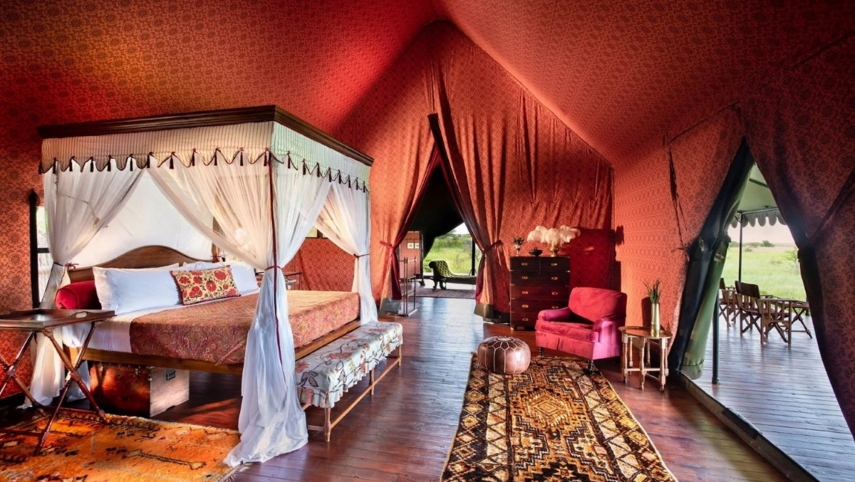 Luxury safari tent interior 